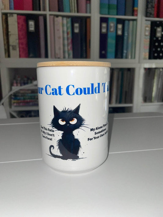 15 oz If Cats Could Talk Mug with Bamboo Lid - The Redheaded StoryKeeper