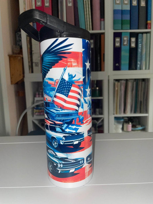 20 oz America Muscle Cars Duo Tumbler - The Redheaded StoryKeeper