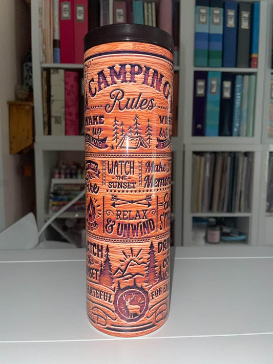 30 oz Duo Lid Camping Rules Woodgrain Tumbler - The Redheaded StoryKeeper