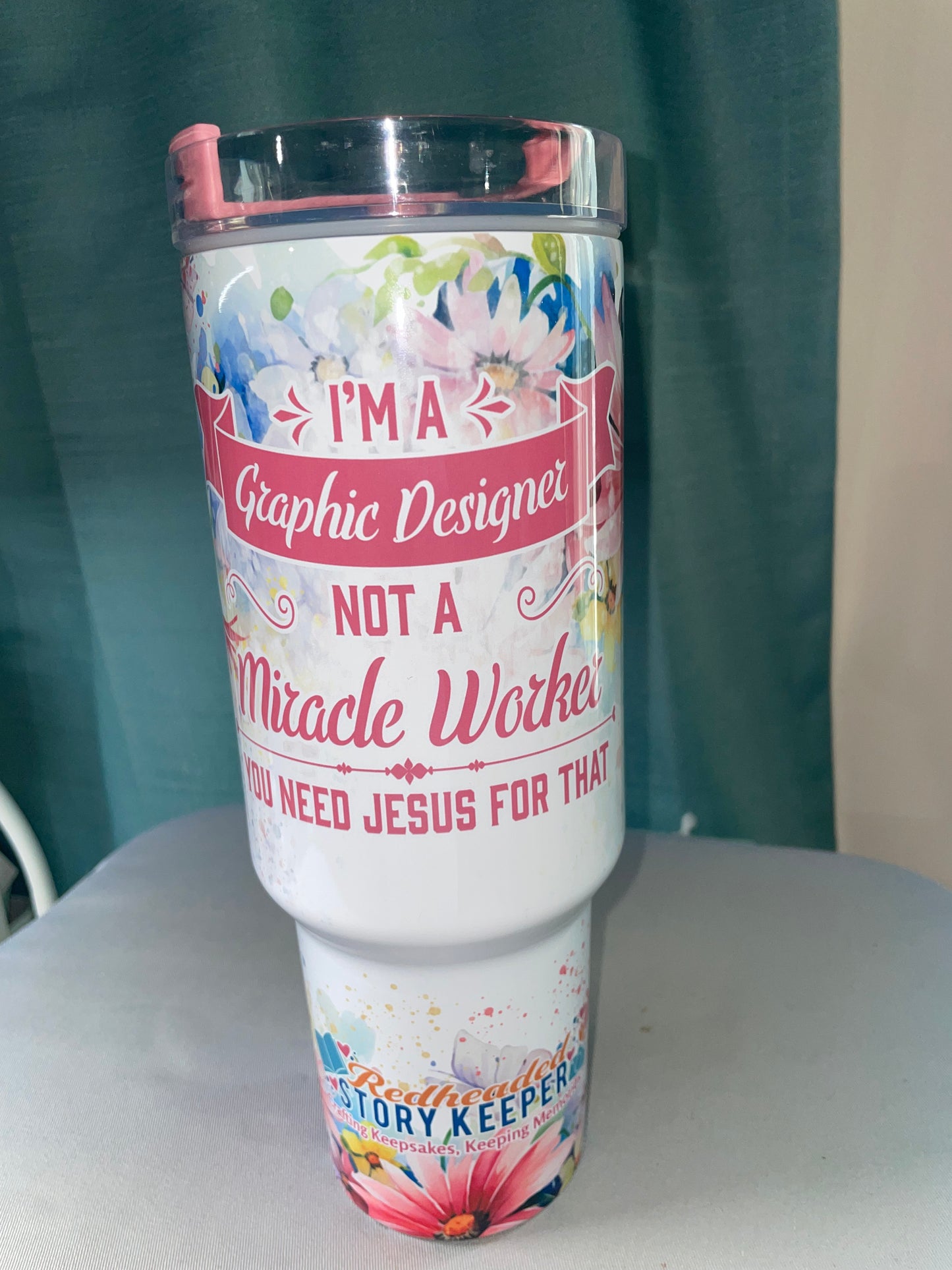 40 oz Custom Design Travel Tumbler - The Redheaded StoryKeeper