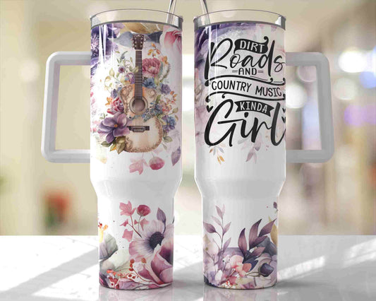 40 oz Dirt Roads & Country Music Travel Tumbler - The Redheaded StoryKeeper