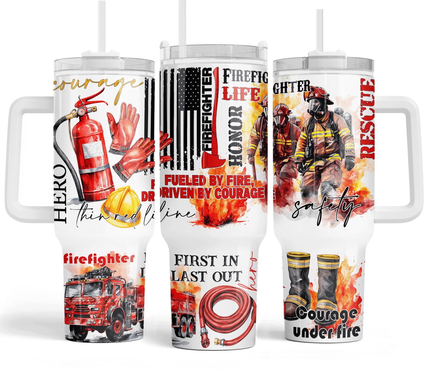 40 oz Firefighter Life Travel Tumbler - The Redheaded StoryKeeper