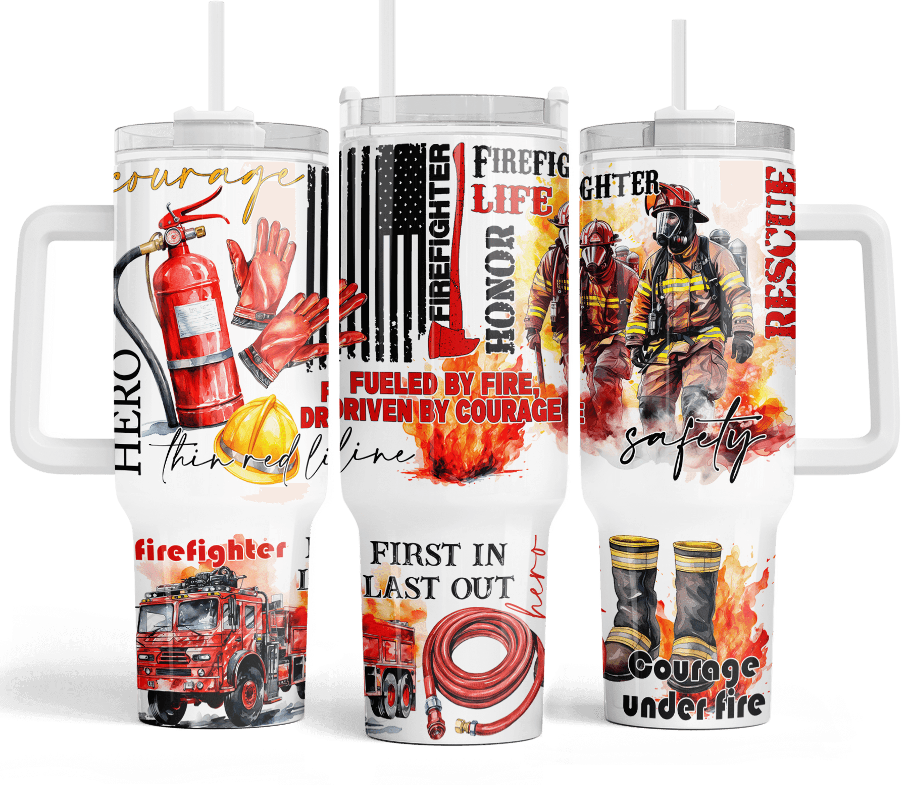 40 oz Firefighter Life Travel Tumbler - The Redheaded StoryKeeper