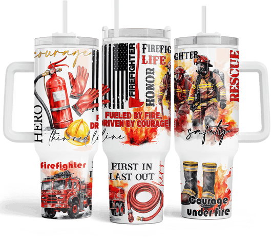 40 oz Firefighter Life Travel Tumbler - The Redheaded StoryKeeper