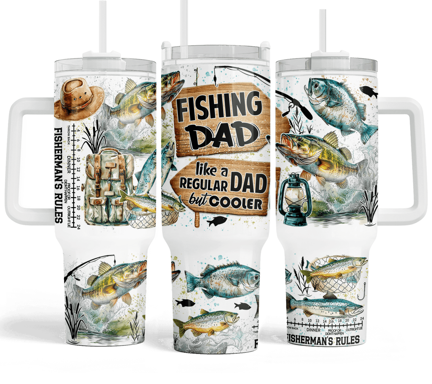 40 oz Fishing Dad Travel Tumbler - The Redheaded StoryKeeper