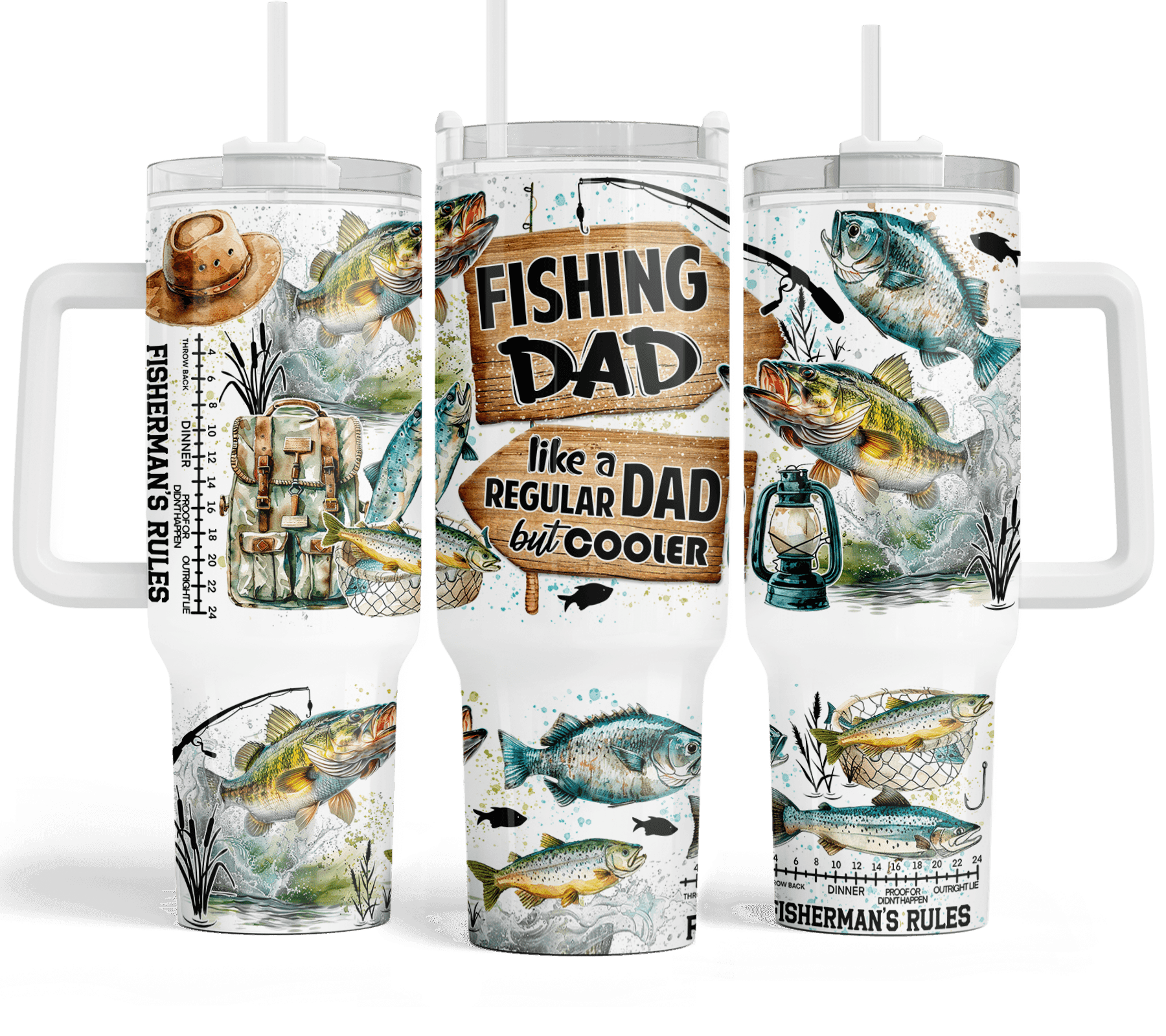 40 oz Fishing Dad Travel Tumbler - The Redheaded StoryKeeper