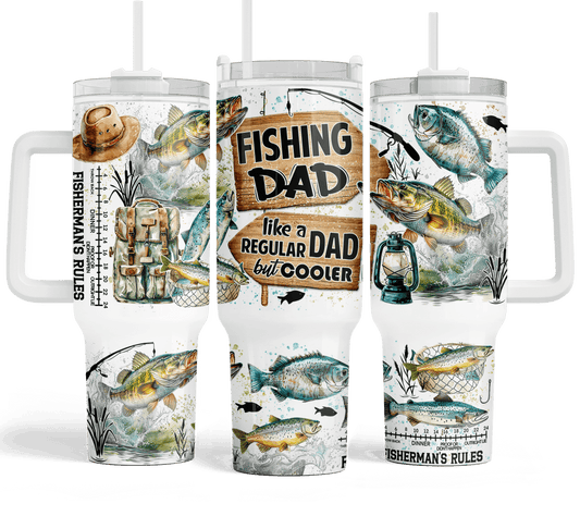 40 oz Fishing Dad Travel Tumbler - The Redheaded StoryKeeper