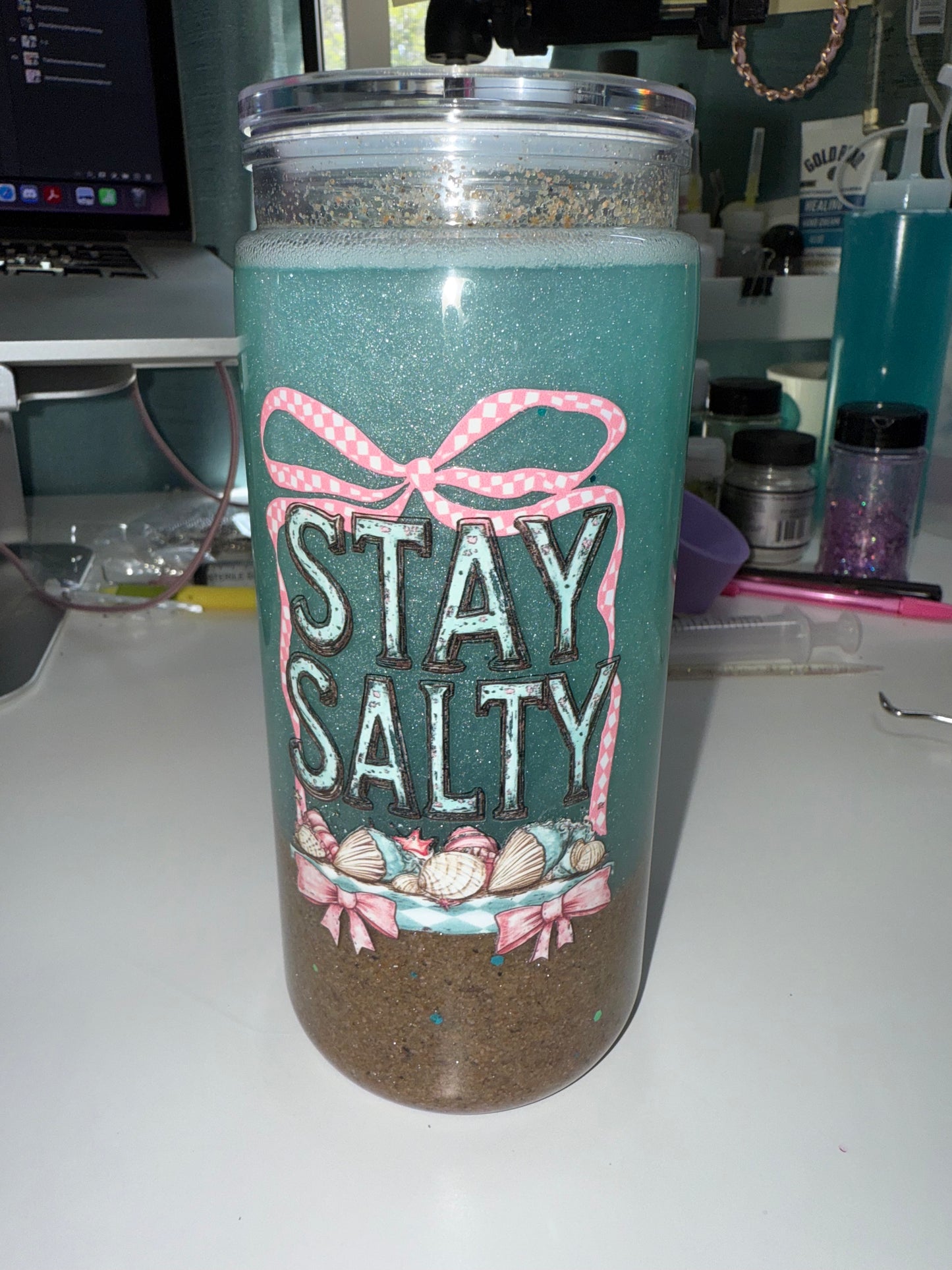 16 oz Acrylic Snowglobe - Stay Salty Beach