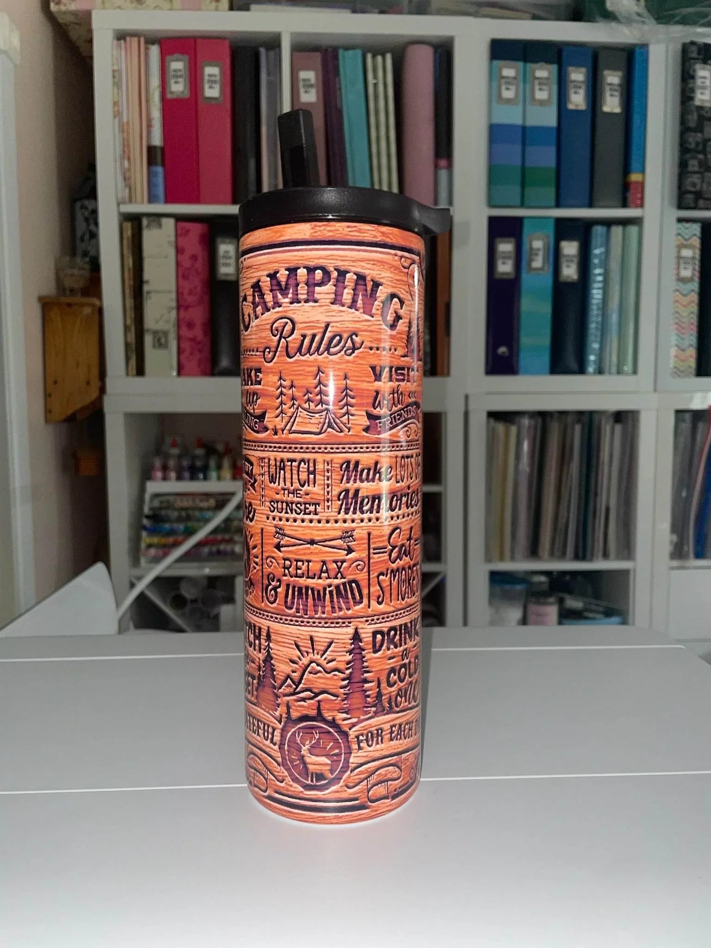 30 oz Duo Lid Camping Rules Woodgrain Tumbler - The Redheaded StoryKeeper