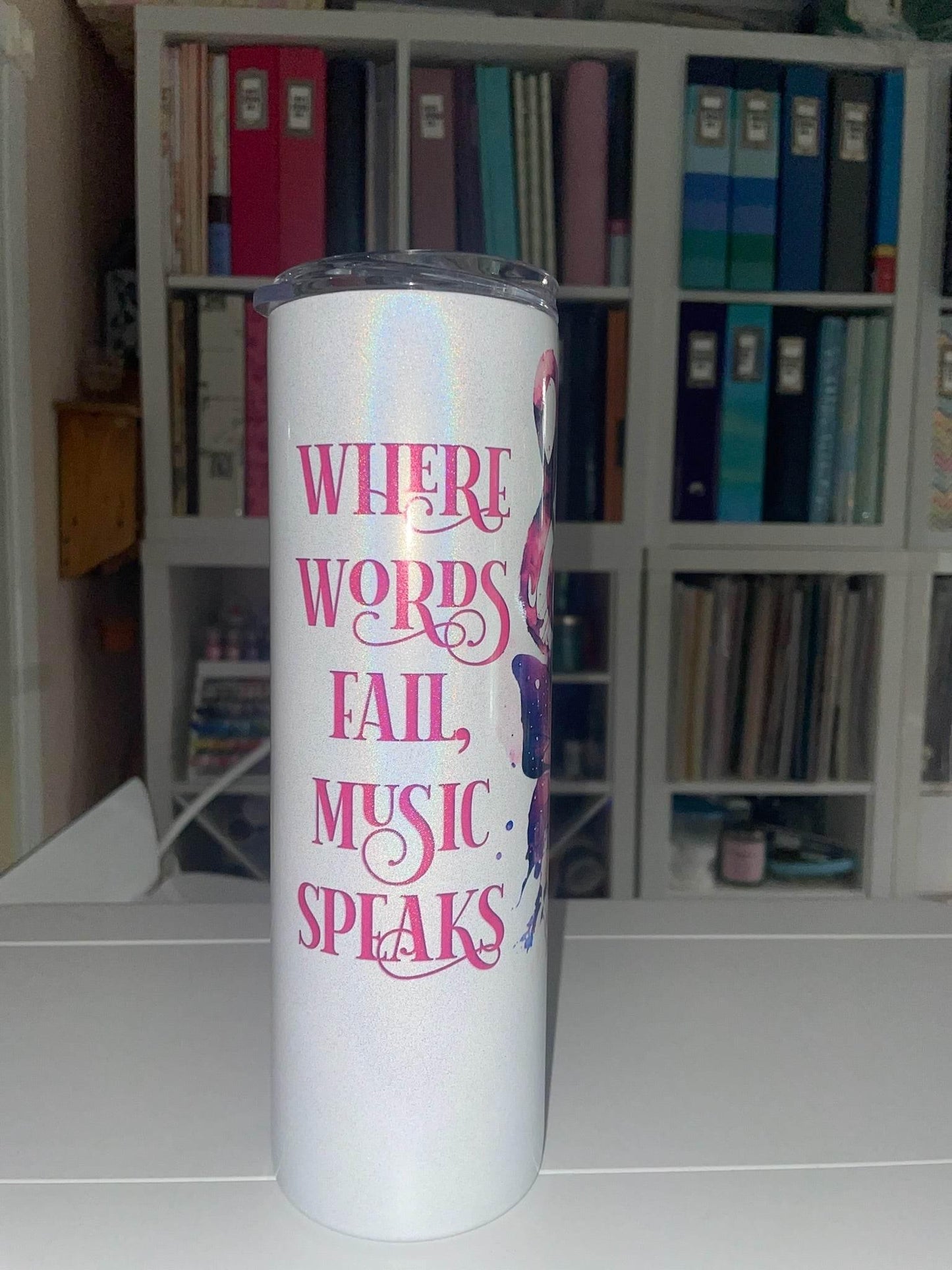30 oz Holographic Where Words Fail, Music Speaks - The Redheaded StoryKeeper