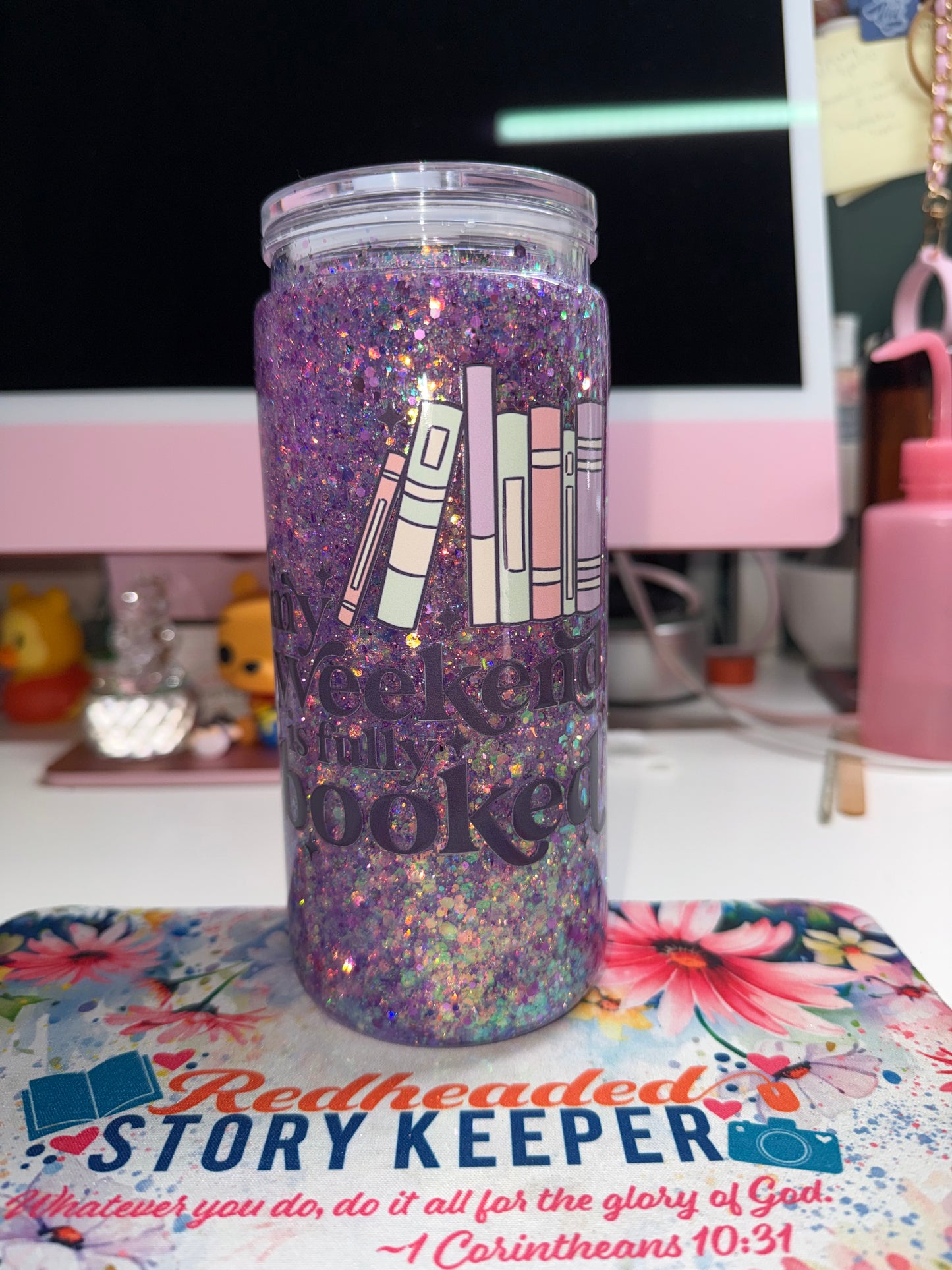 20 oz My Weekend is Fully Booked Glitter Tumbler