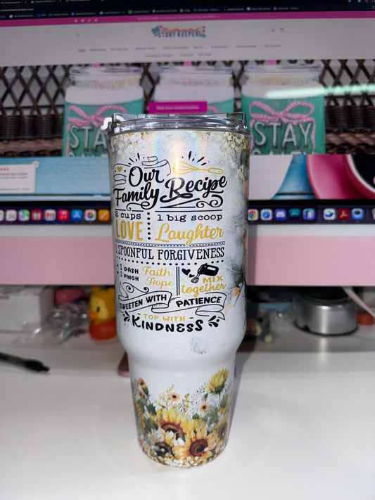 40 oz Sunflowers Family Recipe Holographic Big Swig Tumbler