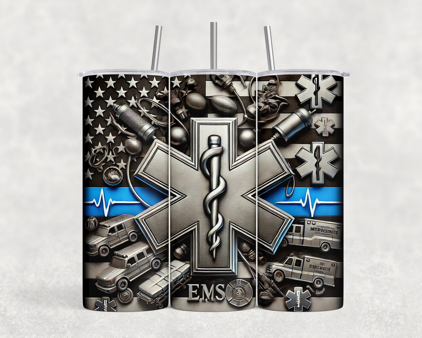 20 oz EMS Chrome Tumbler - The Redheaded StoryKeeper