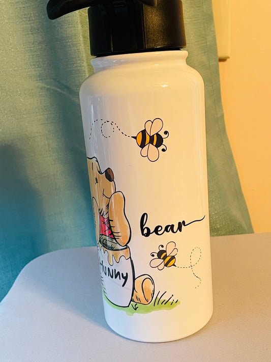 32 oz mama bear Pooh water bottle side view