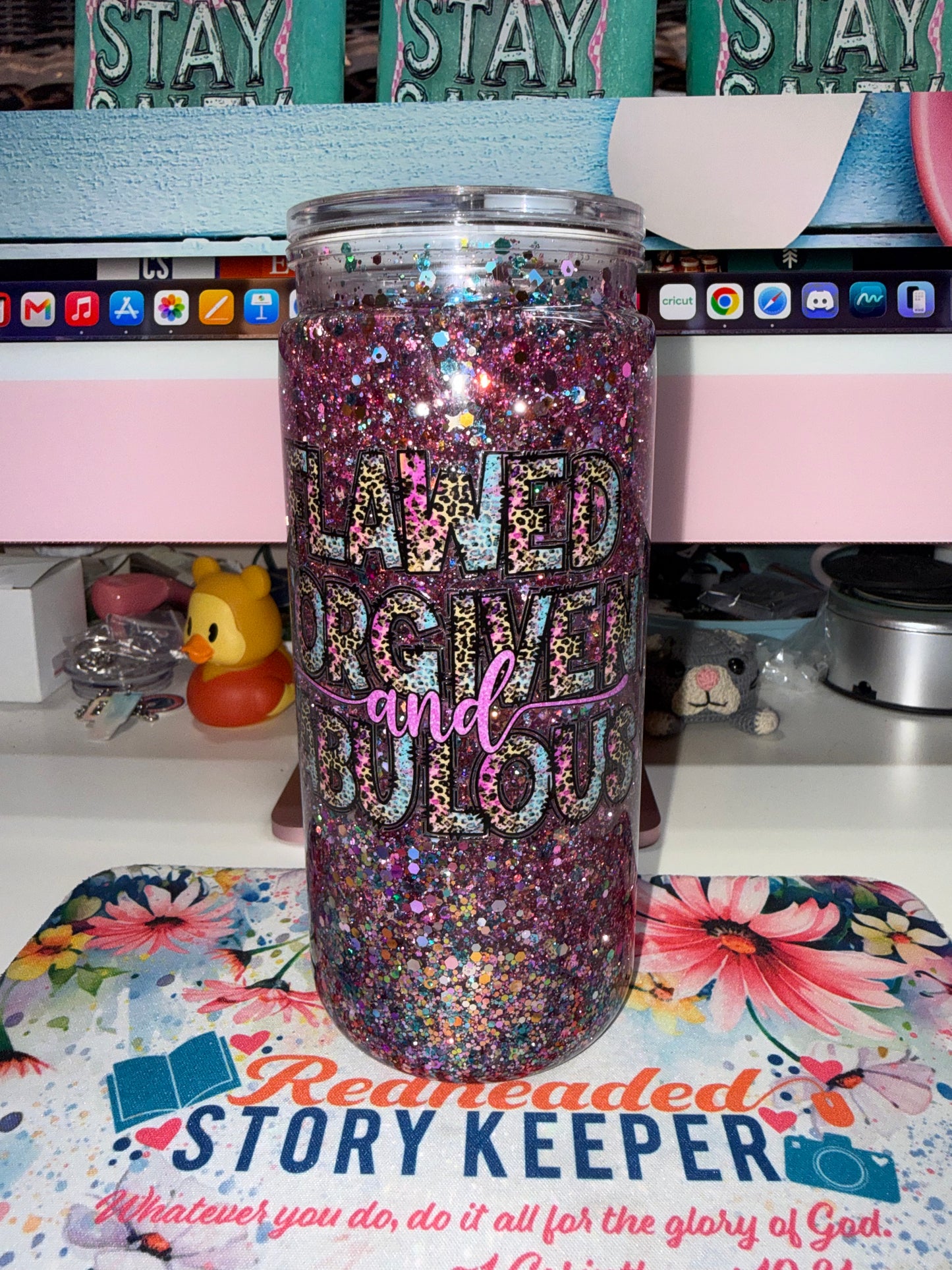 20 oz Acrylic Snowglobe Tumbler- Flawed,Forgiven & Fabulous
