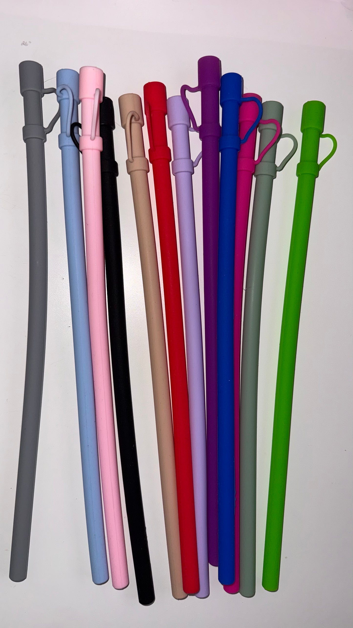 12 inch Silicone Straw with Cover