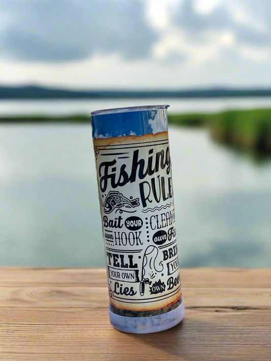 20 oz Fishing Rules Tumbler - The Redheaded StoryKeeper