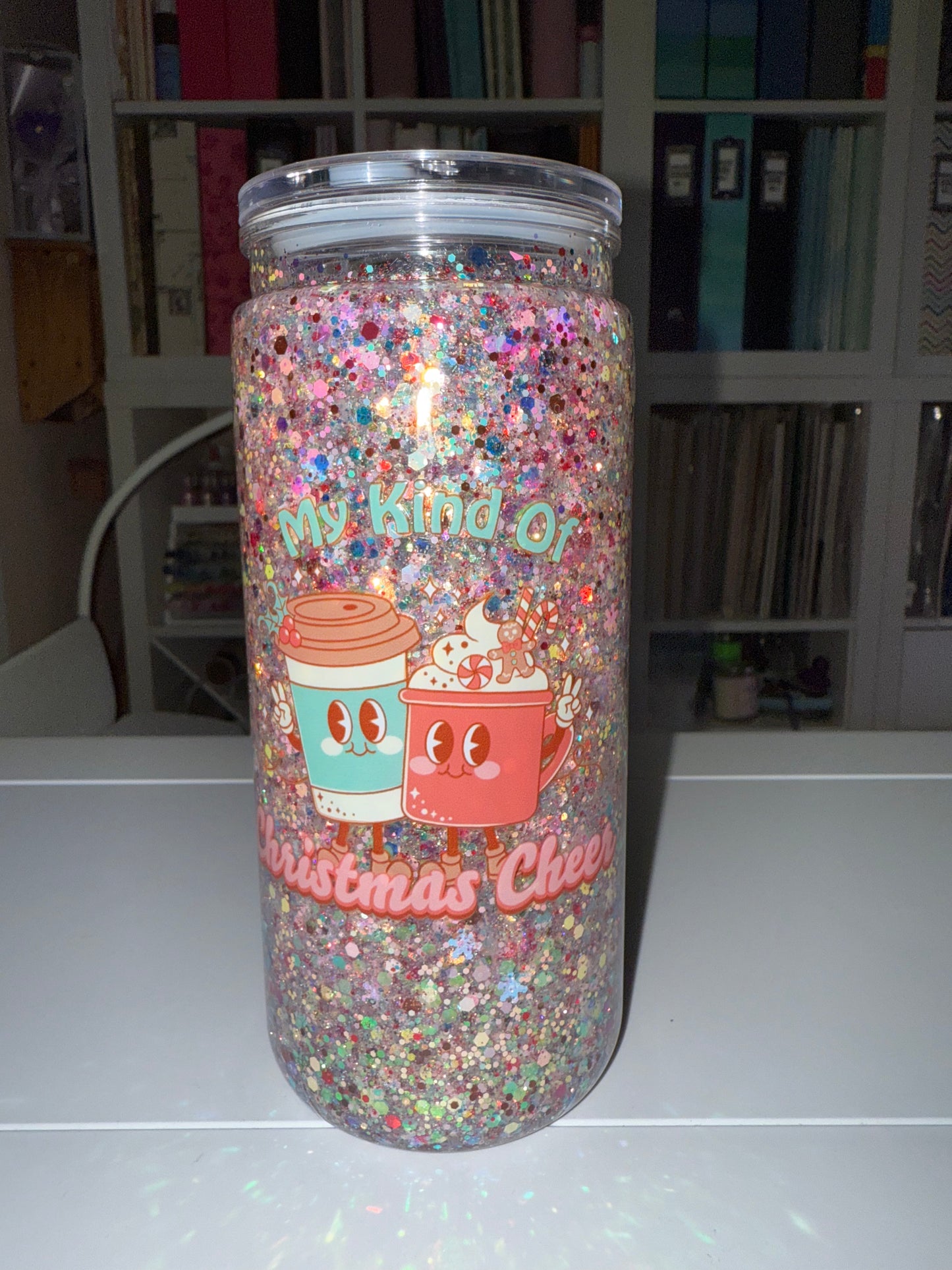 16 oz Acrylic Snowglobe Tumbler- My Kind of Christmas Cheer - The Redheaded StoryKeeper