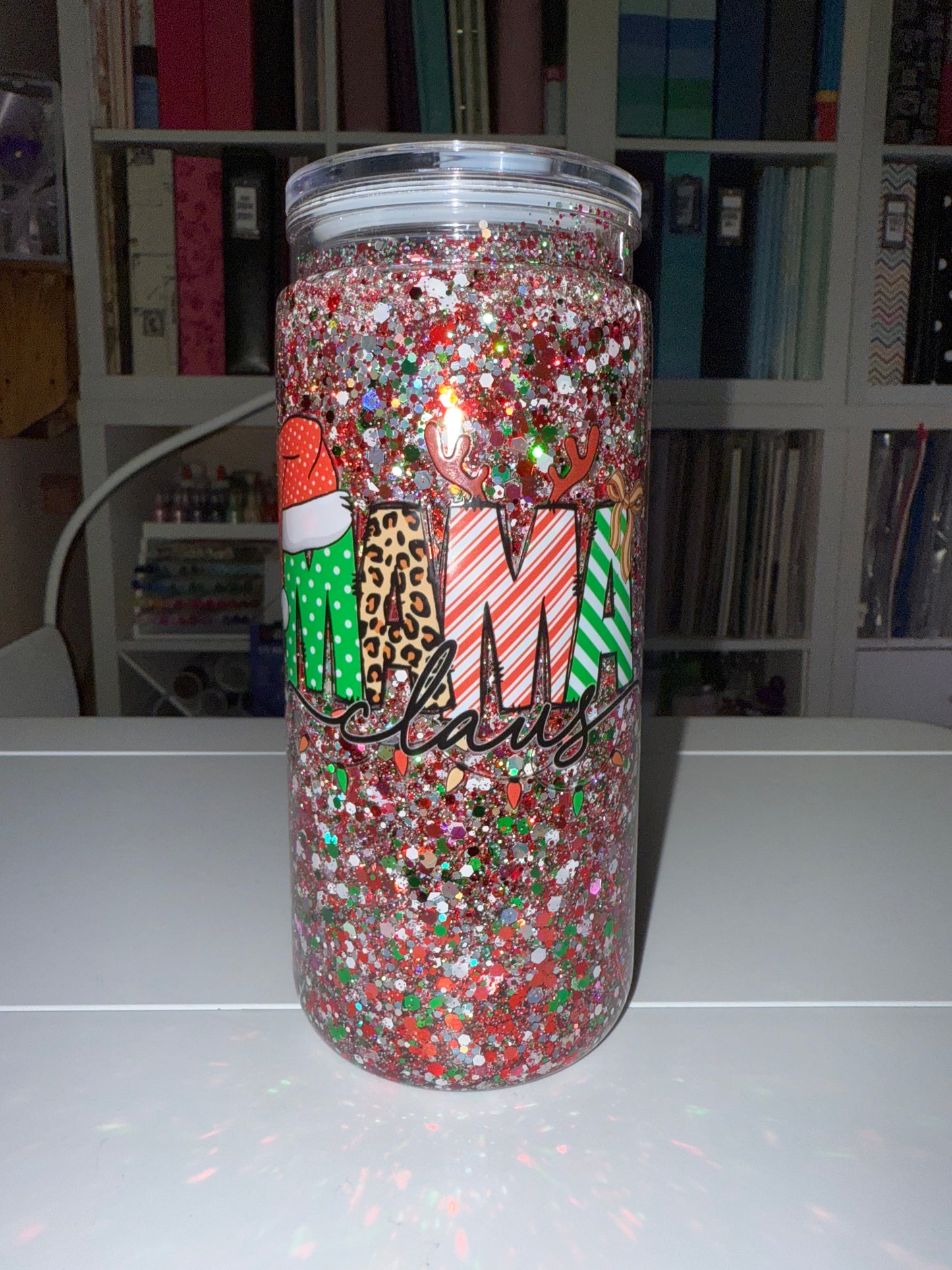 16 oz Acrylic Snowglobe Tumbler- Mama Claus - The Redheaded StoryKeeper