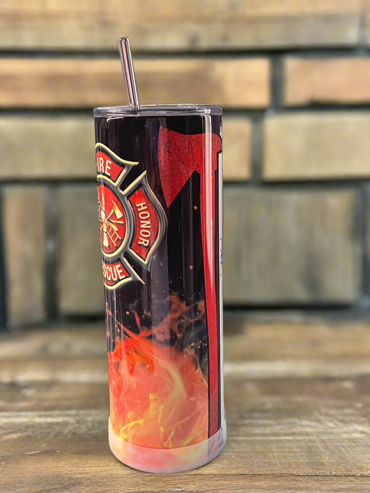 20 oz Fireman Tumbler - The Redheaded StoryKeeper