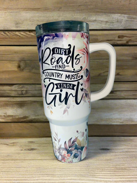 40 oz Dirt Roads & Country Music Travel Tumbler - The Redheaded StoryKeeper