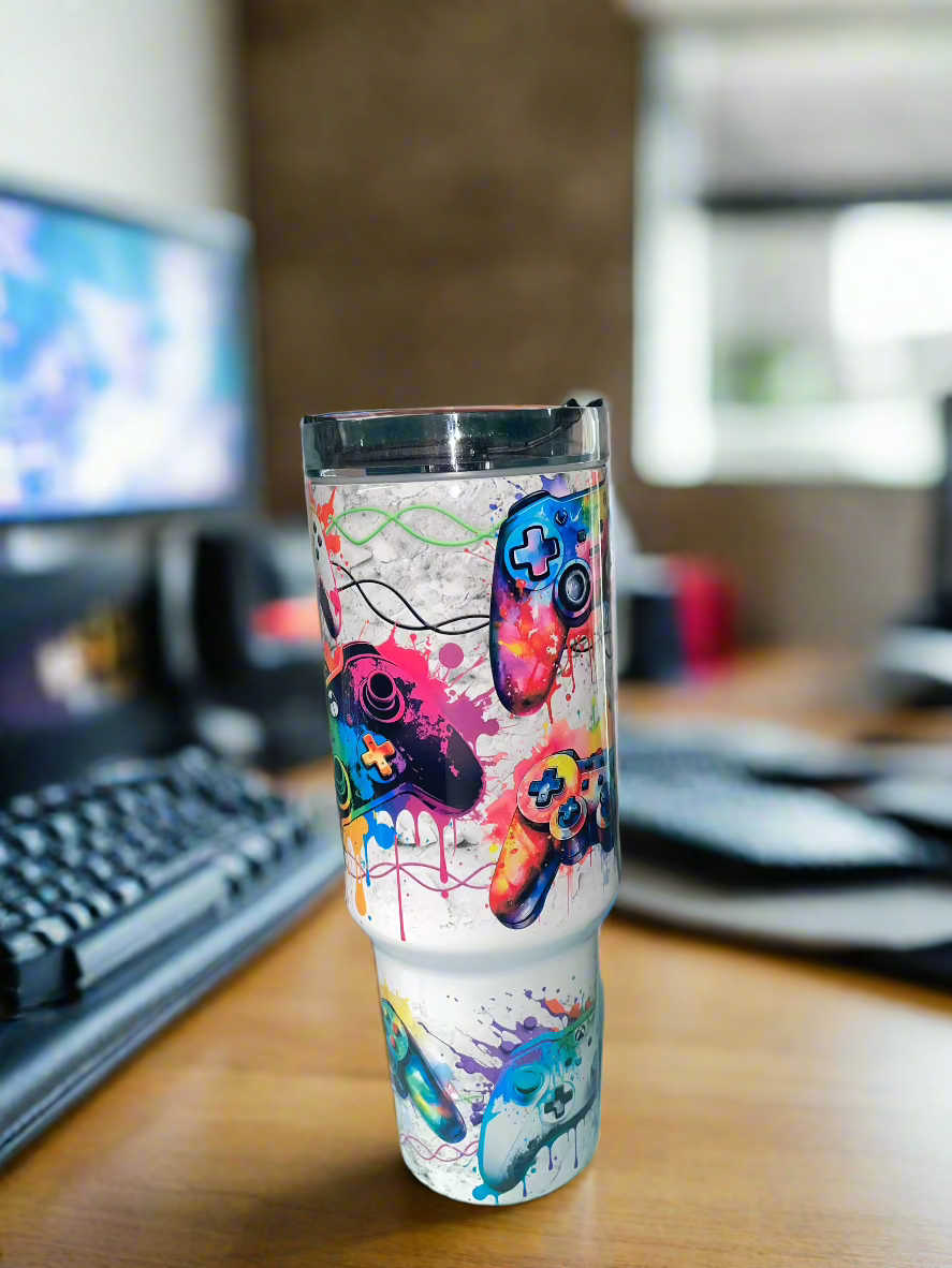 40 oz Gamer Travel Tumbler - The Redheaded StoryKeeper