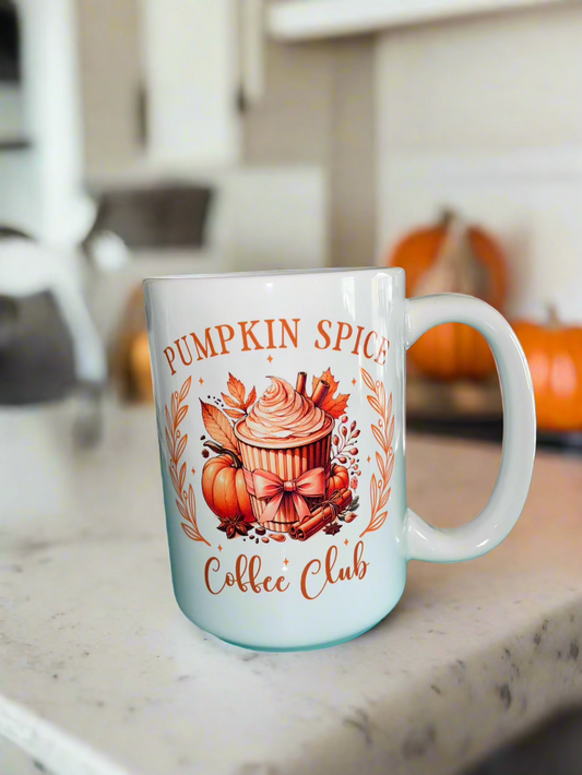 15 oz Pumpkin Spice Coffee Club Ceramic Mug - The Redheaded StoryKeeper