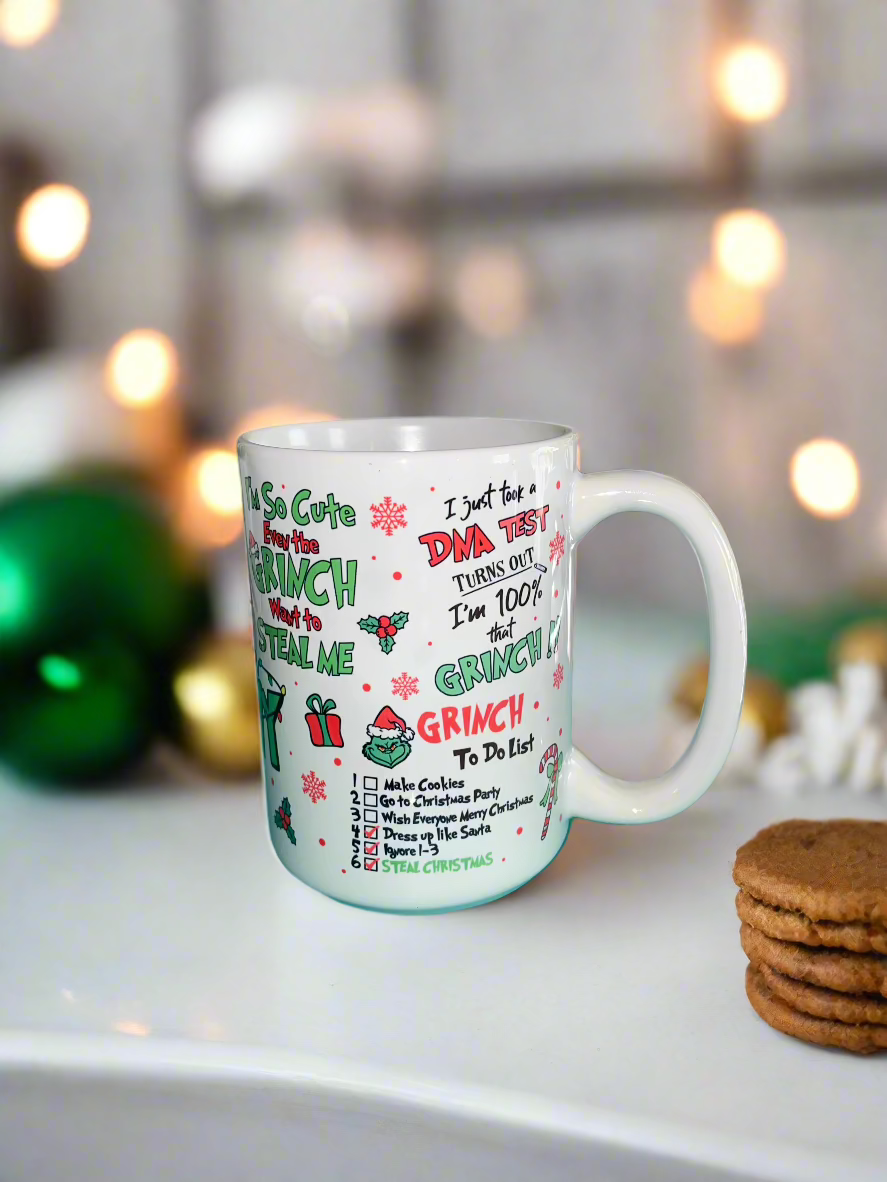 15 oz Feelin' Extra Grinchy Ceramic Mug - The Redheaded StoryKeeper