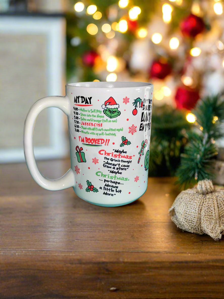 15 oz Feelin' Extra Grinchy Ceramic Mug - The Redheaded StoryKeeper