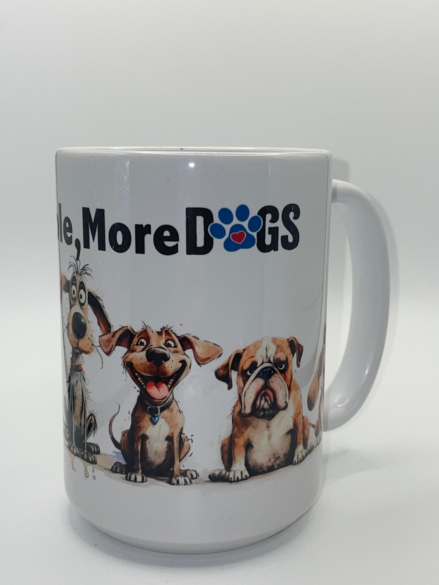 15 oz Less People, More Dogs Mug with Bamboo Lid
