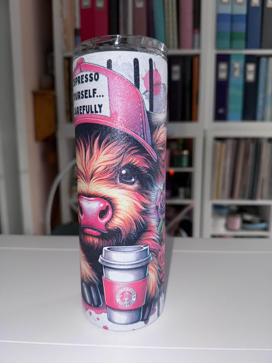 20 oz Expresso Yourself Carefully Glitter Tumbler - The Redheaded StoryKeeper