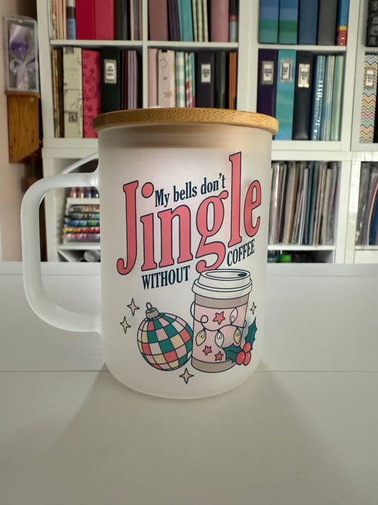 17 oz Frosted Glass Jingle Mug