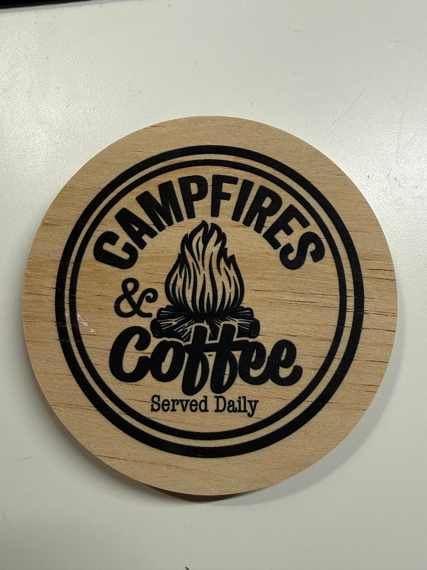 Bamboo Coffe Mug Lid Campfires & Coffee