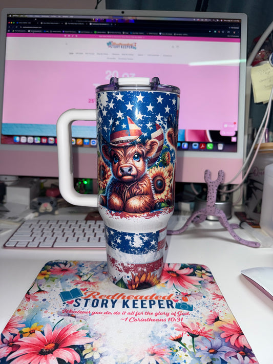 40 oz Patriotic Cows Holographic Big Swig