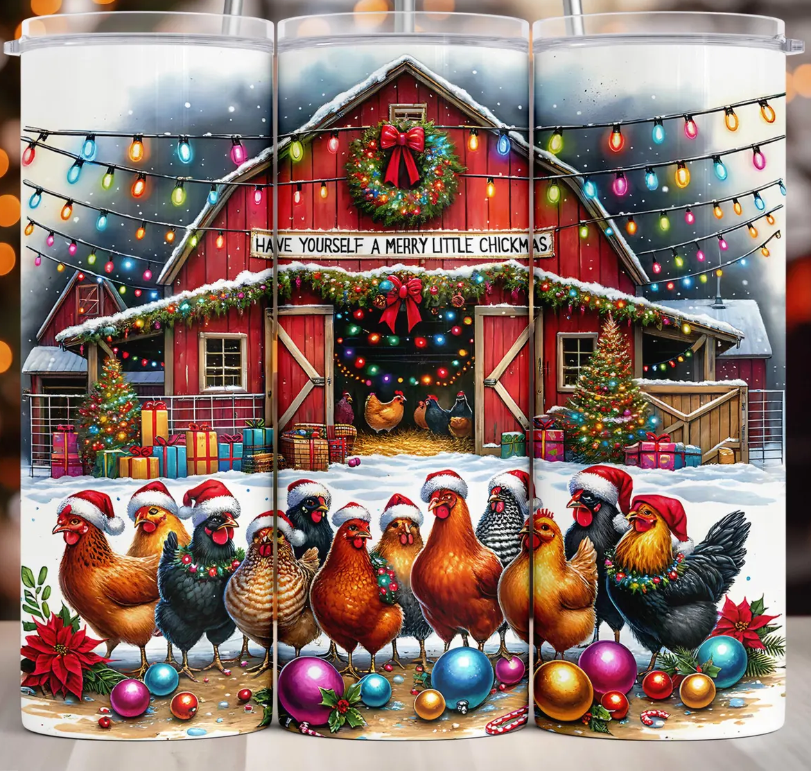 20 oz Merry Chickmas Tumbler