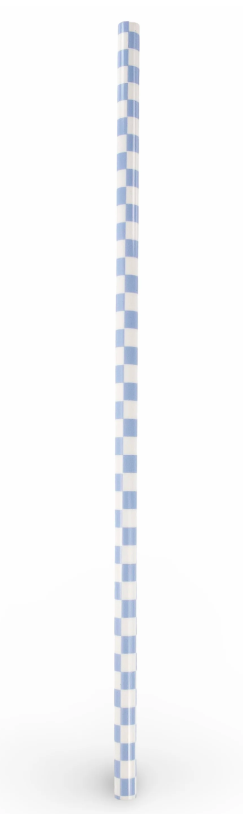 Blue and white striped straw on a white background