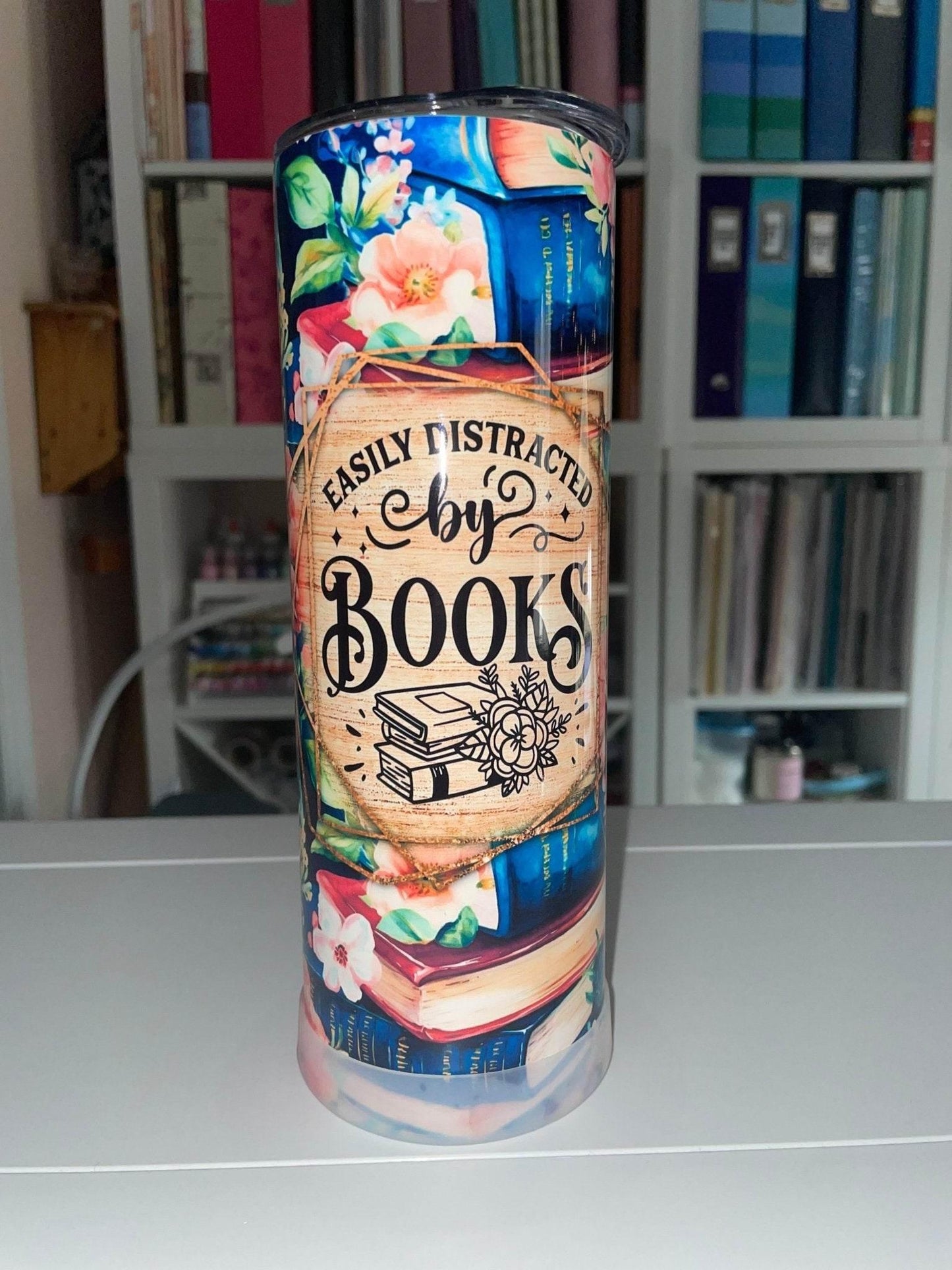 20 oz Easily Distracted by Books Tumbler - The Redheaded StoryKeeper