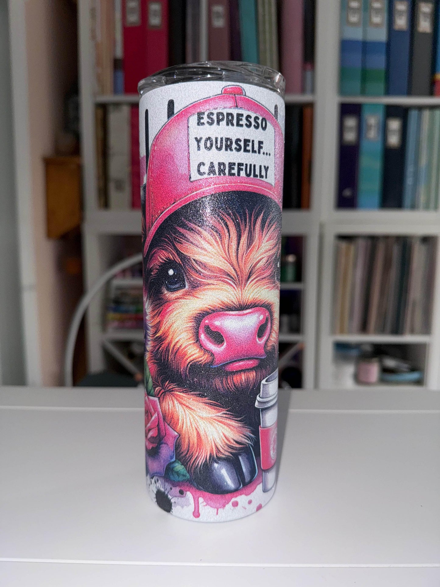 20 oz Expresso Yourself Carefully Glitter Tumbler - The Redheaded StoryKeeper