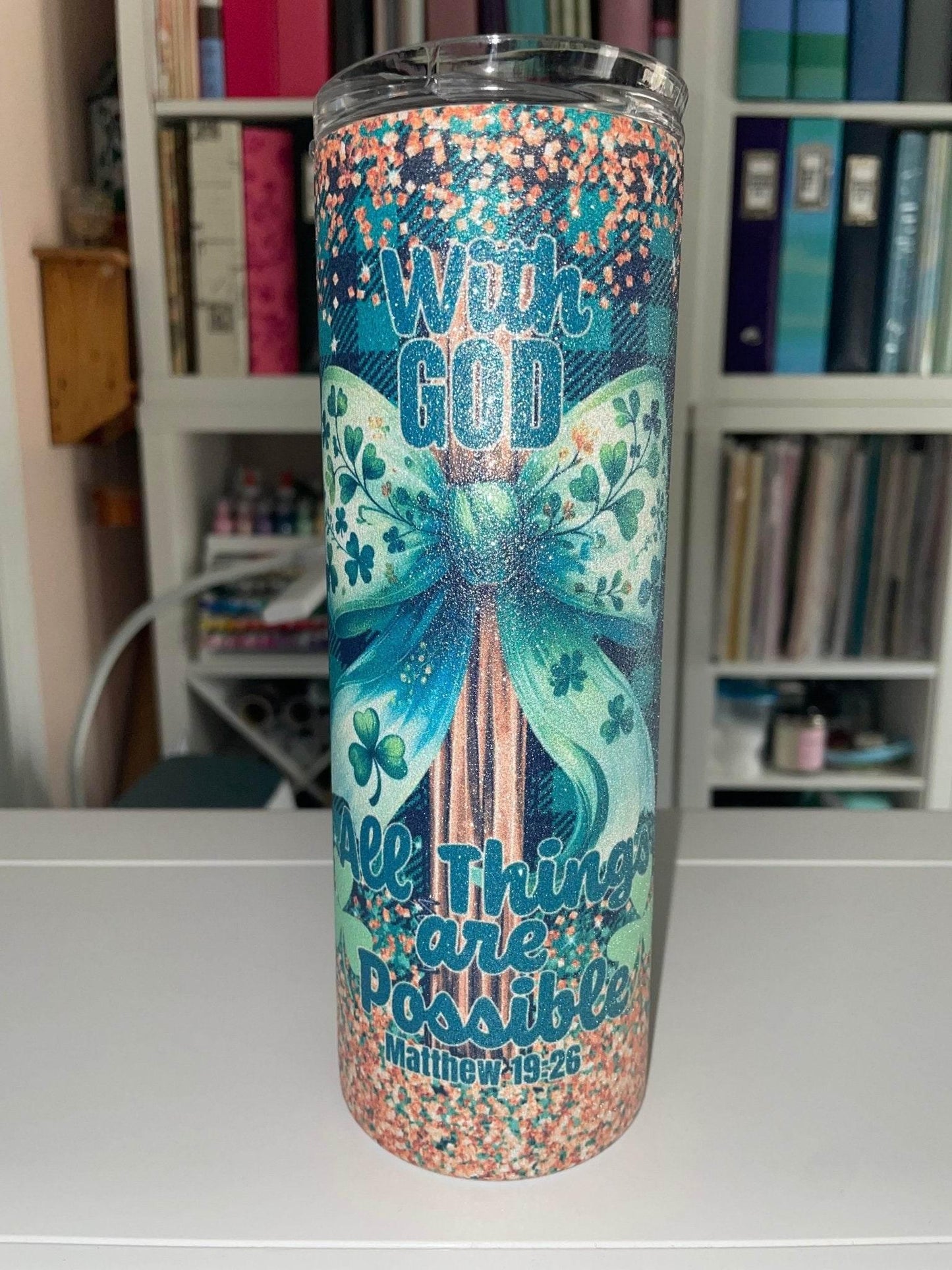 20 oz With God Irish Edition Glitter Tumbler - The Redheaded StoryKeeper