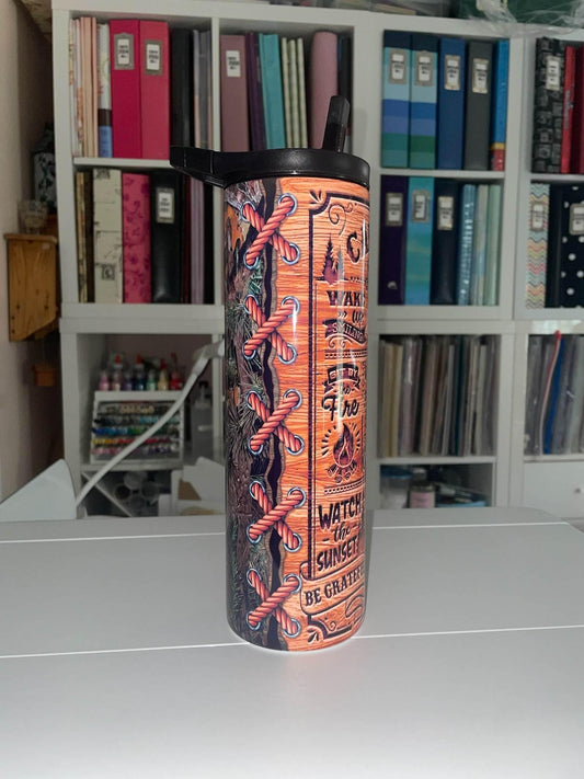 30 oz Duo Lid Camping Rules Woodgrain Tumbler - The Redheaded StoryKeeper