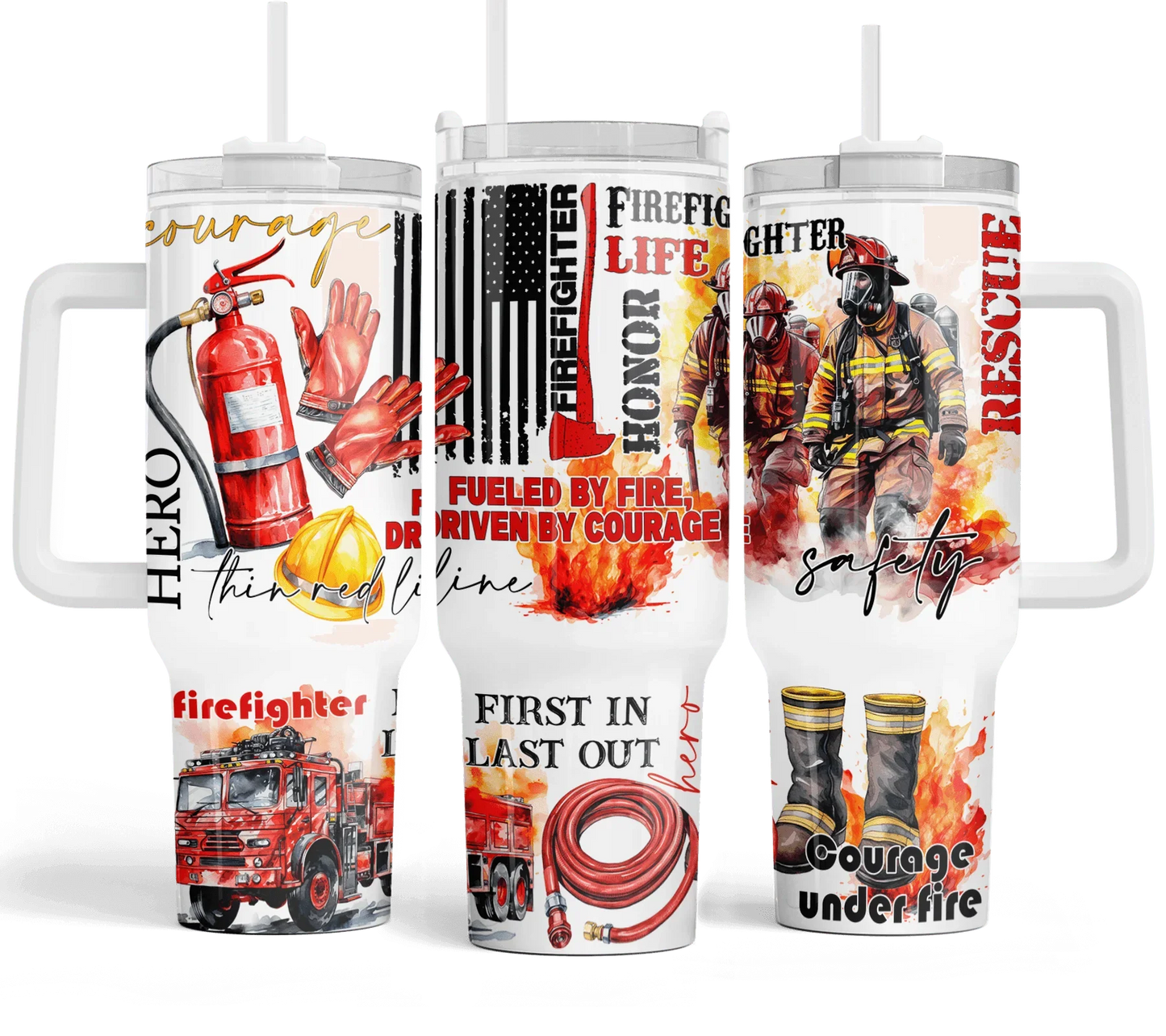 40 oz Firefighter Life Travel Tumbler - The Redheaded StoryKeeper