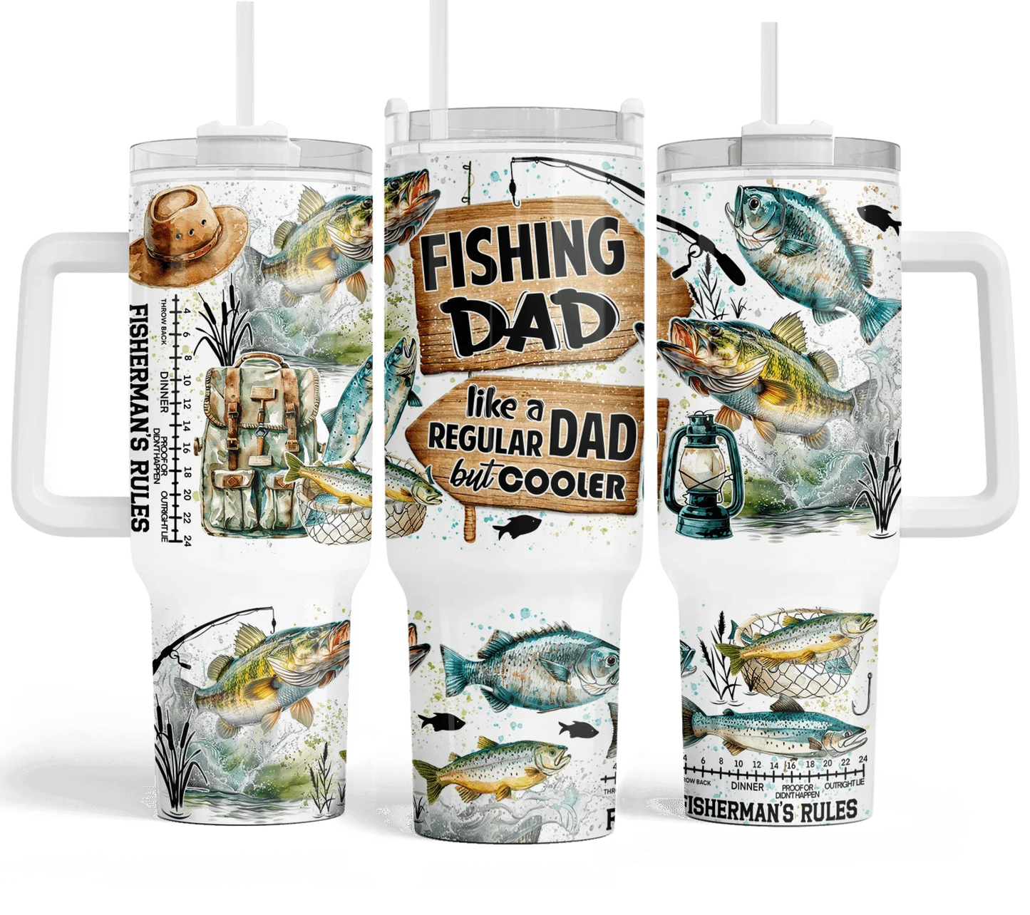 40 oz Fishing Dad Travel Tumbler - The Redheaded StoryKeeper