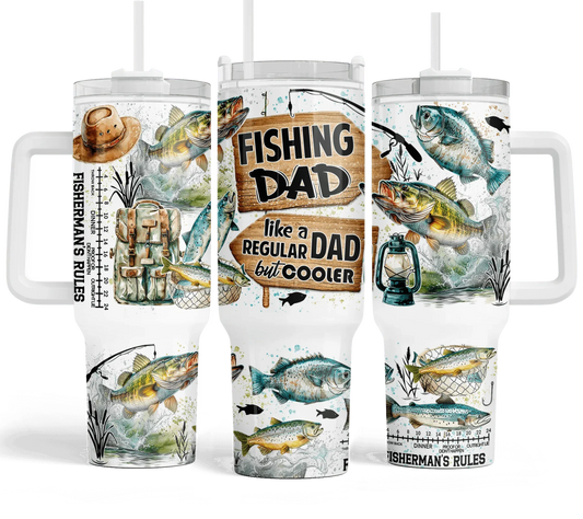 40 oz Fishing Dad Travel Tumbler - The Redheaded StoryKeeper