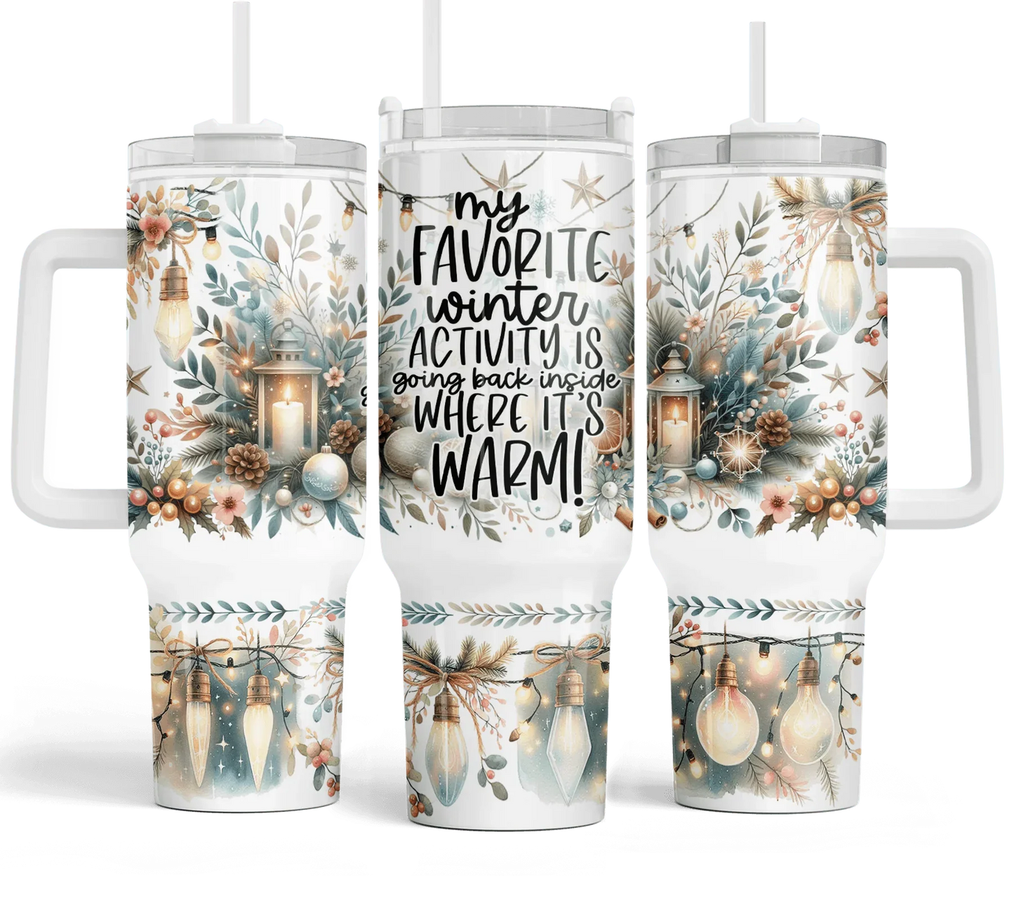 40 oz My Favorite Winter Activity Glimmer Travel Tumbler - The Redheaded StoryKeeper