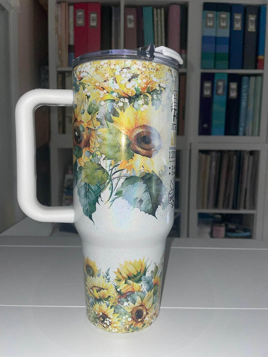 40 oz Sunflowers Family Recipe Holographic Big Swig Tumbler - The Redheaded StoryKeeper