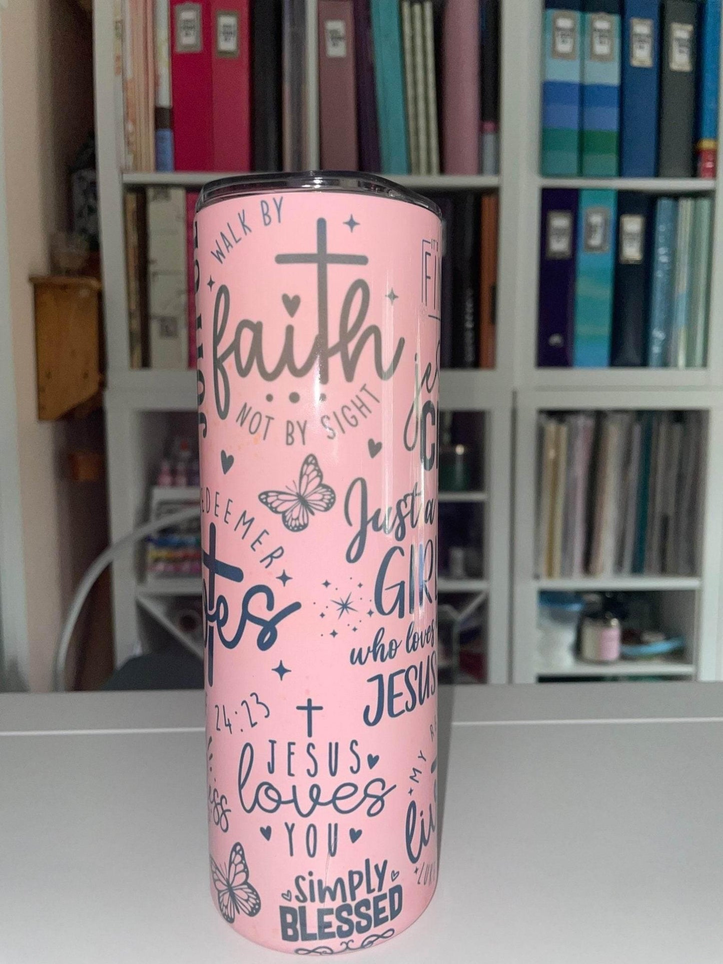 20 oz Pink Christian Sayings Tumbler - The Redheaded StoryKeeper