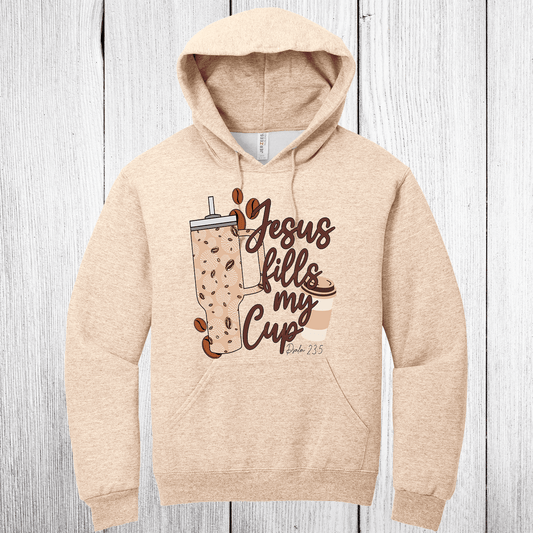 Jesus Fills My Cup Hoodie - Coffee - The Redheaded StoryKeeper