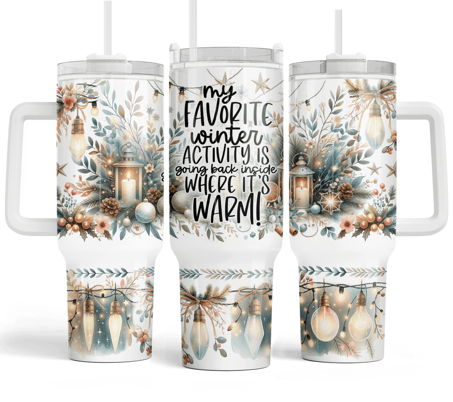 40 oz My Favorite Winter Activity Glimmer Travel Tumbler - The Redheaded StoryKeeper