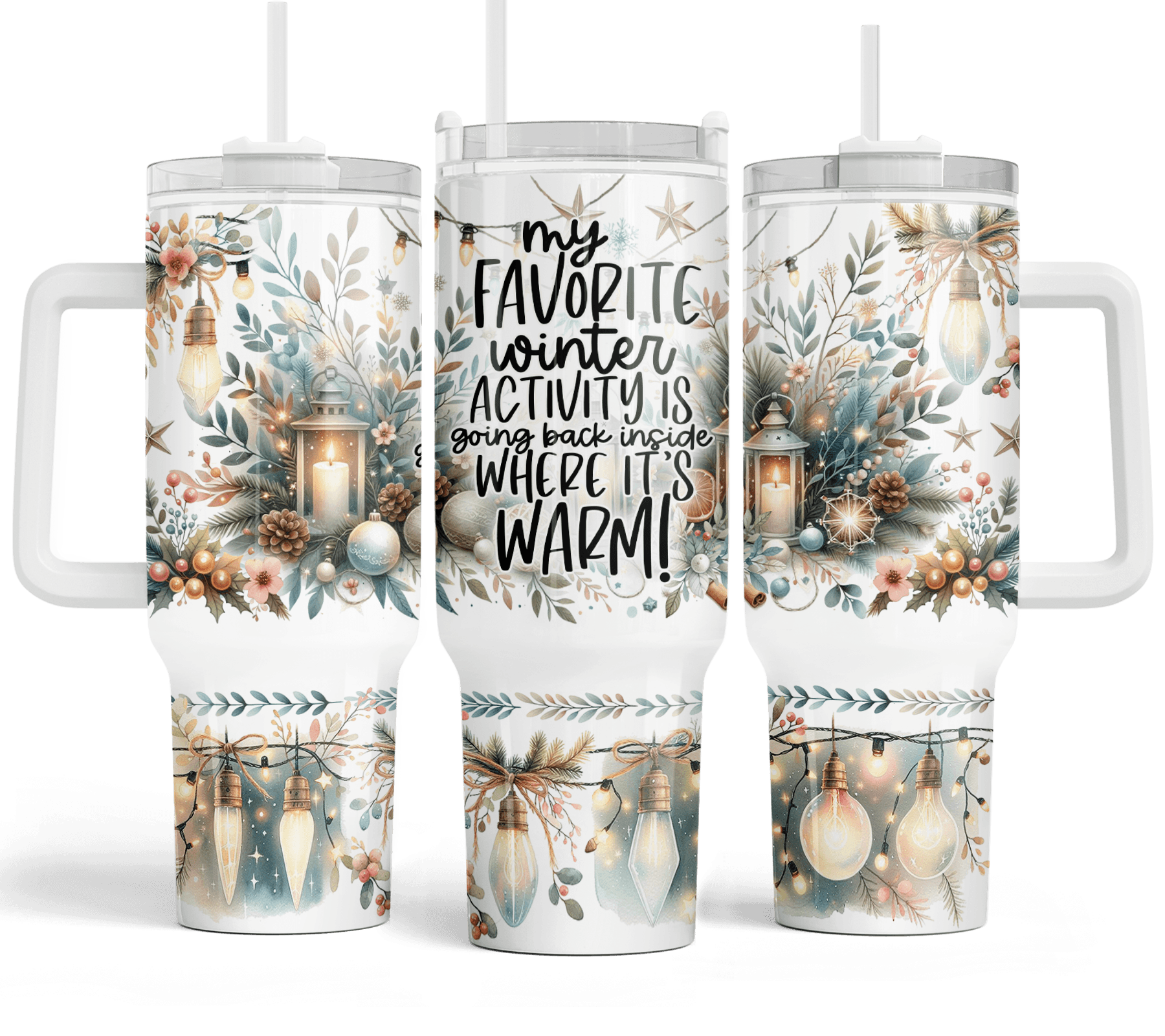 40 oz My Favorite Winter Activity Glimmer Travel Tumbler - The Redheaded StoryKeeper