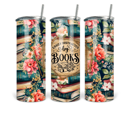 20 oz Easily Distracted by Books Tumbler - The Redheaded StoryKeeper